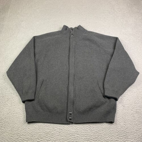 Pendleton Sweater Jacket Mens Large Gray Heavyweight Full Zip Cotton Snaps