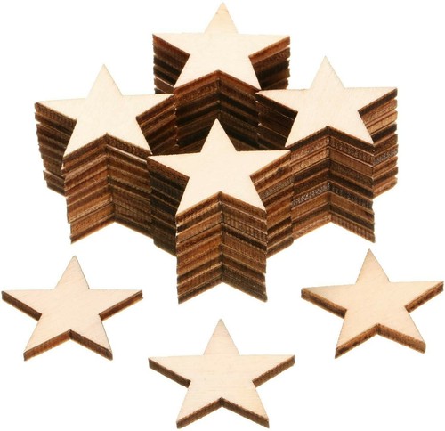 Wood Star Ornament Blanks No Holes Wood Burning Celestial Crafts 1" 10pcs - Picture 2 of 2