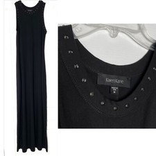 KAREN KANE Black Rhinestone Studded Jersey Stretch Knit Maxi Dress M = 8/10 🖤