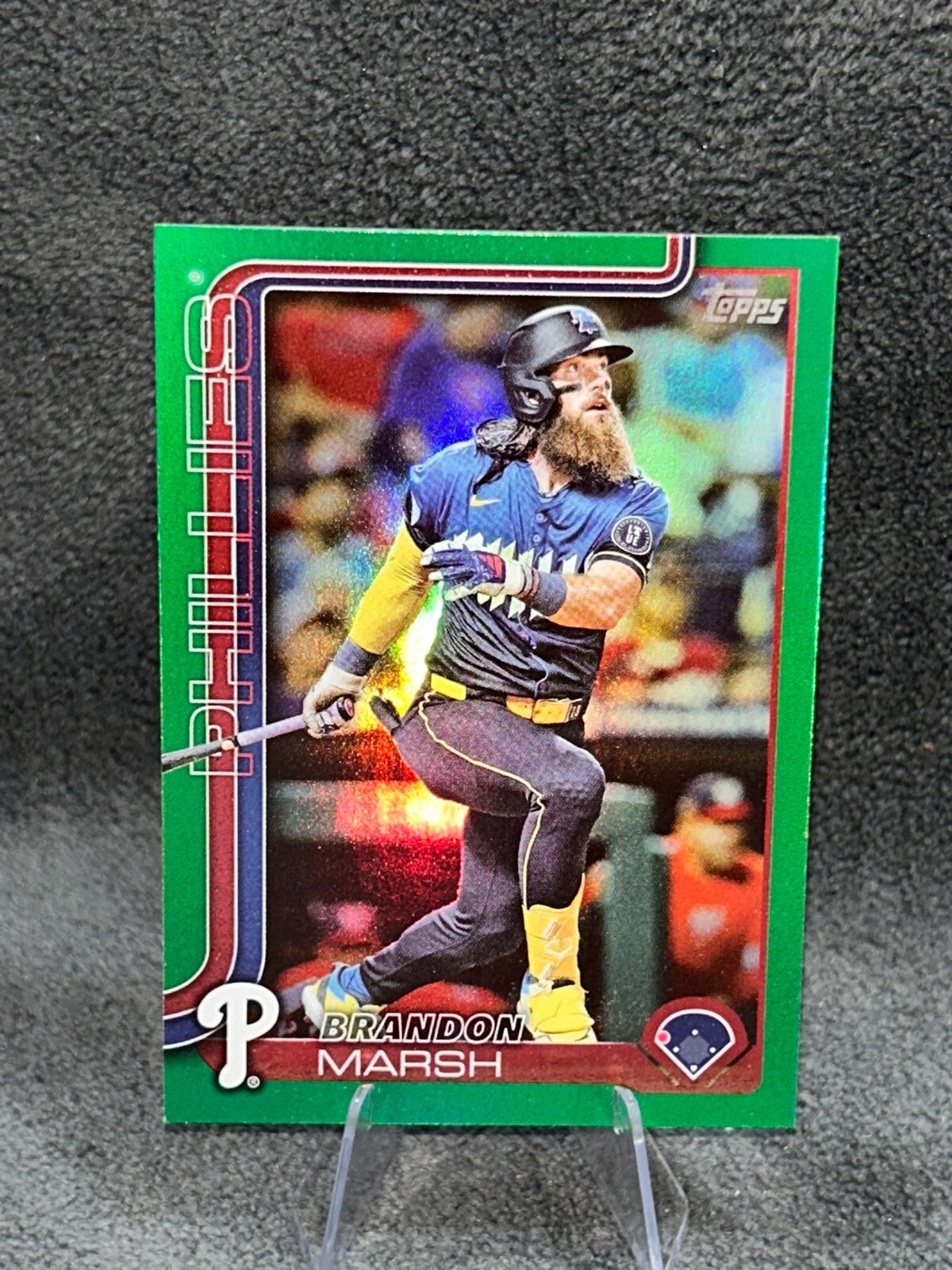 2025 Topps #233 Brandon Marsh, Philadelphia Phillies Green Holo Foil #ed 39/99