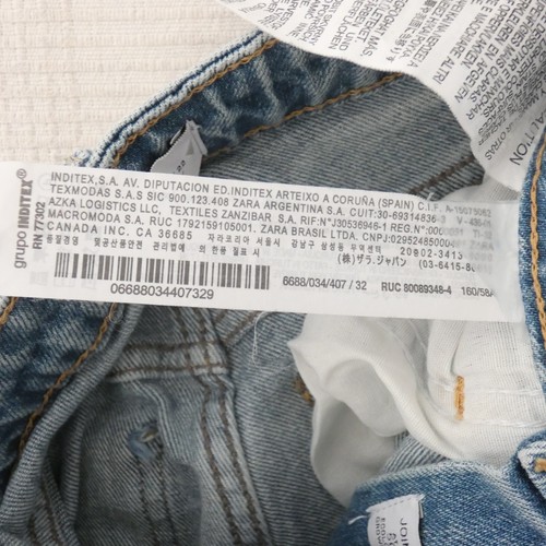 Zara Womens Cropped Jeans Distressed Cotton Blue Raw Hem Girl Size UK 4 EU 32 - Picture 9 of 10