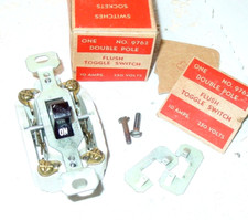 J.I. Paulding Flush Light Switch Porcelain Double Pole Throw 10A 250V USA NOS