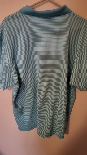 Cubavera Mens Polo XL Teal Stripe Polo S Sleeve 30 L 29 Across Front Chest Pit - Picture 17 of 24