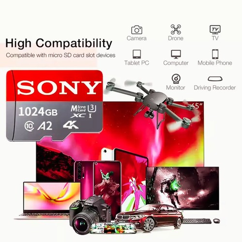 Carte Micro SD originale Sony 128 Go 256 Go 512 Go 1 To U3 A2 classe 10 haute vitesse fonctionne - Photo 4 sur 21