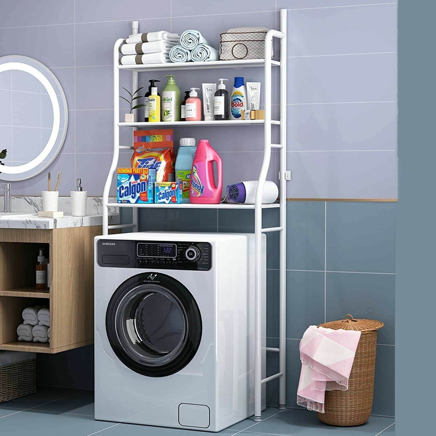 Scaffale Sopra WC e Lavatrice | Organizer 3 Livelli Bagno Salvaspazio