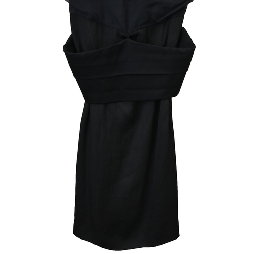 Lanvin Sheath Dress Size 40 US 8 Black Sleeveless Pleated Lace Overlay Evening - Picture 3 of 13