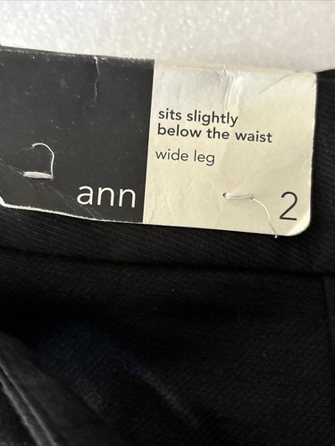 NWT ANN TAYLOR Loft Ann Womens Sz 2 Black Linen Blend Belted Wide Leg Pants - Picture 3 of 9