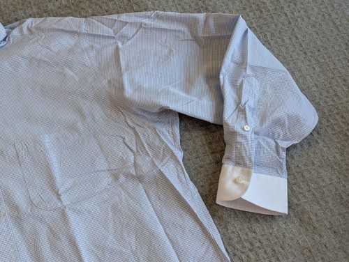 Brooks Brothers Custom Dress Shirt Men 48 Blue White Cuffs Button Up Long Sleeve - Picture 4 of 15