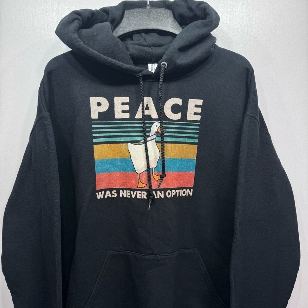 Hoodie Peace Was Never An Option Goose Black Grunge Rebel Medium View 6