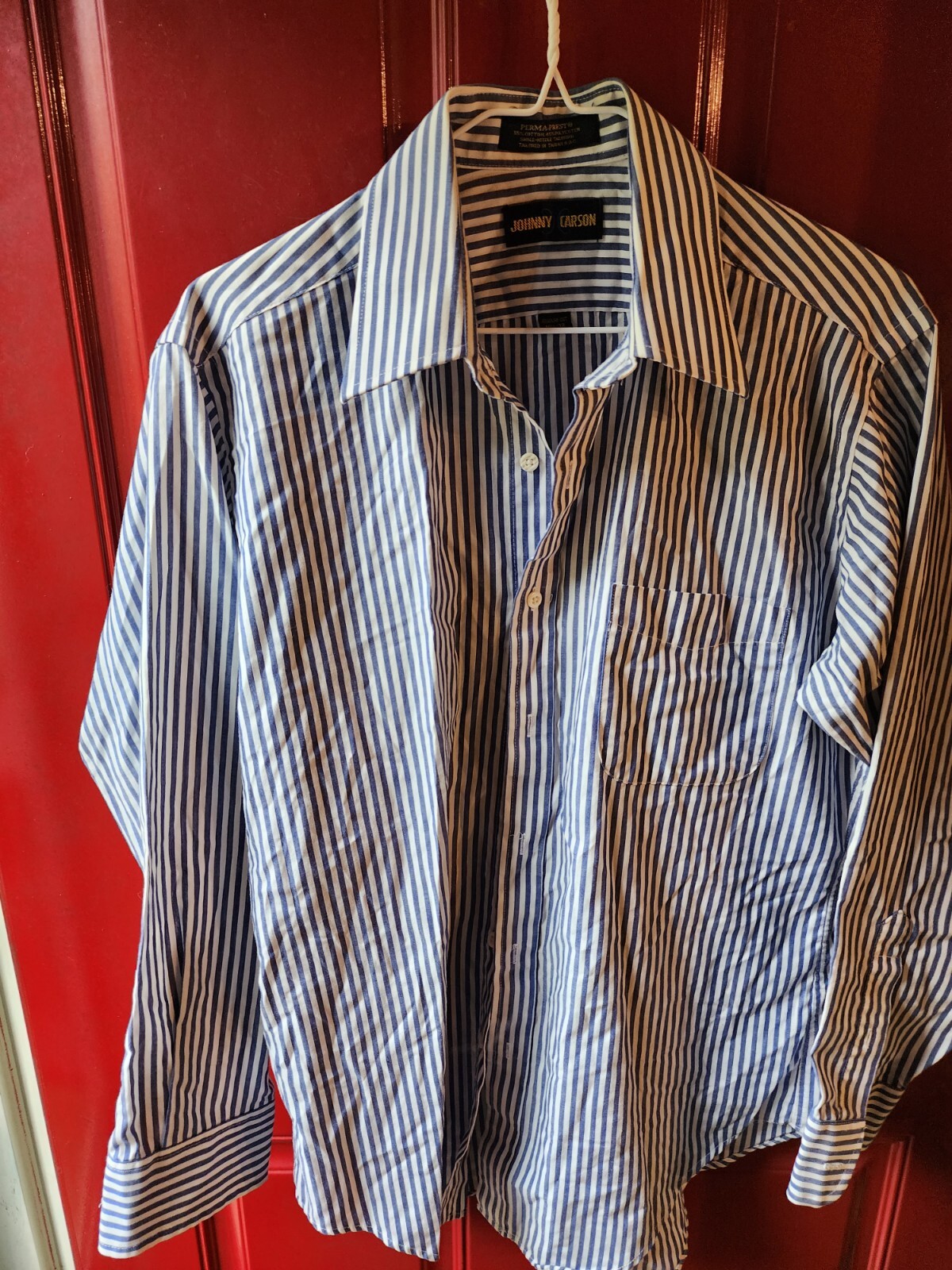 1970s Johnny Carson Blue & White Pinstripe Dress Casu… - Gem