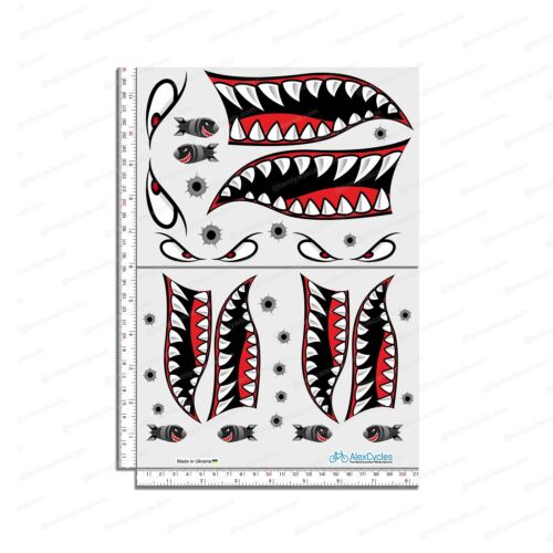 RC Car Flying Tiger Shark Teeth Mouth Decals Sticker for approx 1/8 Scale Model - Picture 2 of 3