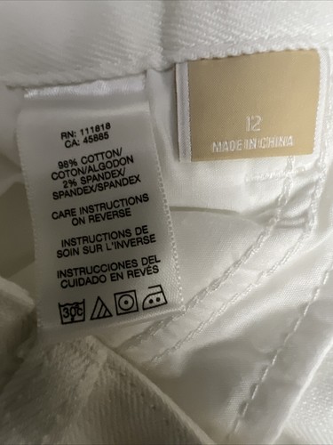 Michael Kors Low-Rise Bootcut Denim Jeans Women Size 12 White Stretch NEW NWT - Picture 11 of 15