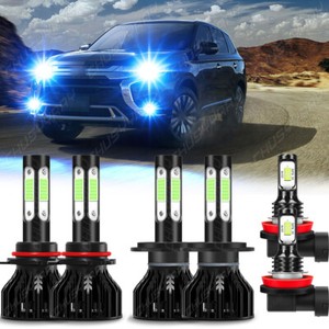 For Mitsubishi Outlander 2007-2013 Combo 4-sides LED Headlight Fog Light 6 Bulbs