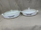 ANCHOR HOCKING COOKWARE BLACK WHEAT CASSEROLE BAKING DISHES w/ Lids VINTAGE