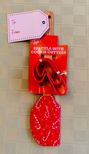 Candy Cane Spatula & Two Piece Candy Cane Cookie Cutter Set with Gift Tag NEW - Picture 4 of 12