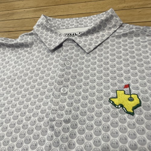 JRich Apparel Co. Polo Shirt Men L Texas Masters Golf Logo Preppy Cream Gray 48" - Picture 3 of 21
