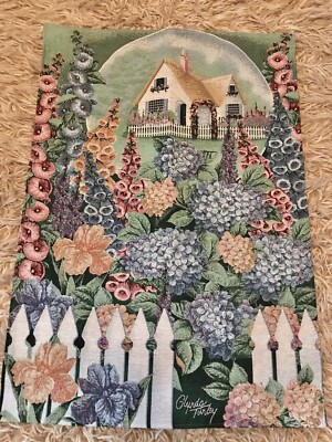 Vintage 38''X 26 Wall Tapestry French Country Garden Display by Glynda Turley