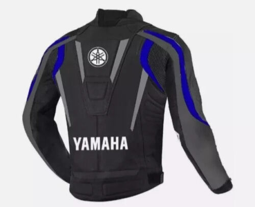 Yamaha Motorbike Racing Leather Jacket Motorcycle Mens Biker Leather Jacket - Picture 2 of 3