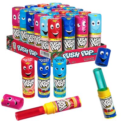 24 Count Push Pop Lollipops Assorted Flavors Strawberry Raspberry Watermelon