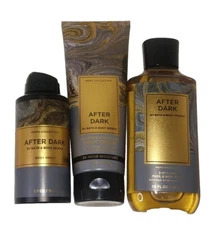 BATH & BODY WORKS MENS AFTER DARK  BODY CREAM, BODY SPRAY &SHOWER GEL FULL SIZE 