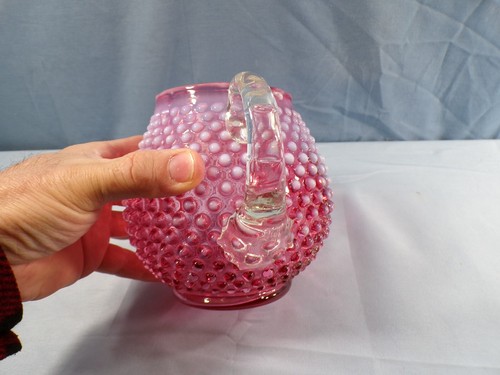 Fenton Cranberry Opalescent Hobnail Glass 32 Oz Squat Jug or Pitcher INV4 - Picture 3 of 10
