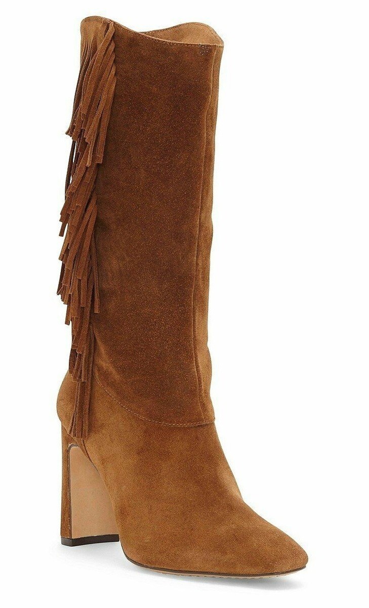 Bottes Vince Camuto Sterla à Franges - Taille 9.5 US - Suède Taupe - Plateforme 3.5 Pouces - Neuf Avec Boîte