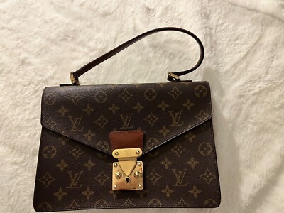 LOUIS VUITTON Concorde Hand Bag Monogram Leather Brown bag