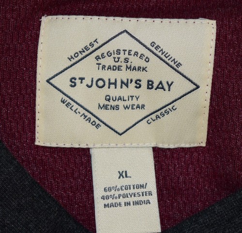 T-Shirt VTG St Johns Bay 90s 2 Tone Raglan Maroon Gray V Stitch Sz L Grunge NWT - Picture 4 of 8