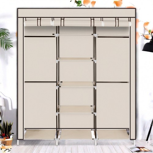 5-Tier Closet Storage Cabinet - Non-woven Fabric & Beige Wardrobe Storage - Picture 6 of 24