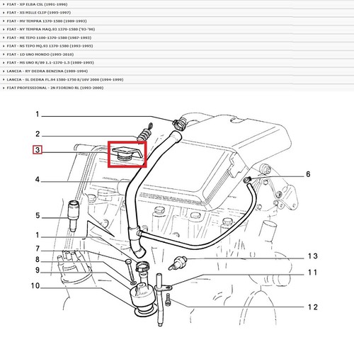 TAPPO INTRODUZIONE OLIO MOTORE PER 7713649 FIAT FIORINO UNO TIPO LANCIA DEDRA - Picture 2 of 8