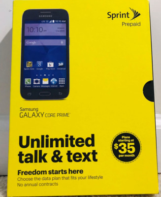 BRAND NEW Sprint Prepaid Samsung Galaxy Core Prime 8GB Smartphone