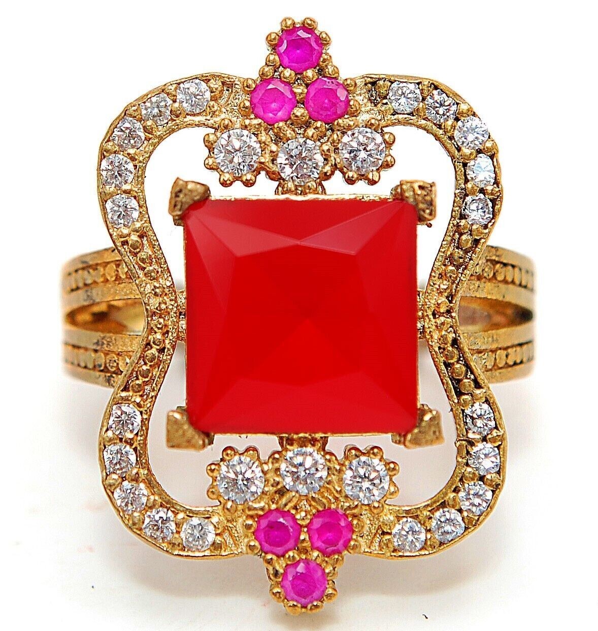 6CT Ruby Ottoman Empire Style 925 Sterling Silver Ring Size 7.5