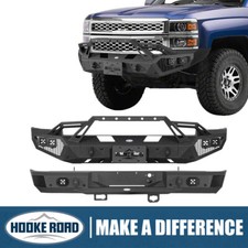 Hooke Road Grill Guard Front Rear Bumpers Fit 2014-2015 Chevy Silverado 1500