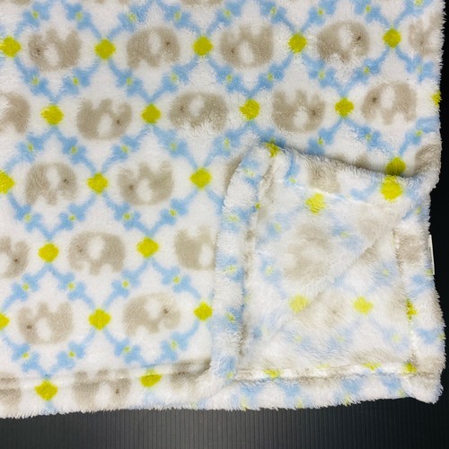 Blankets & Beyond White Baby Blanket Gray Elephants Blue Trellis Tile Fleece - Picture 2 of 5