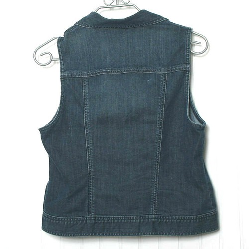 Chico's Platinum Women Denim Blue Jean Collar Rhinestone Buttons Pockets Vest S - Picture 5 of 8