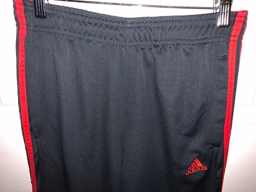 adidas 3 Stripe Track Gym Pants Gray Red Athletic Youth Size Medium GUC - Picture 2 of 7