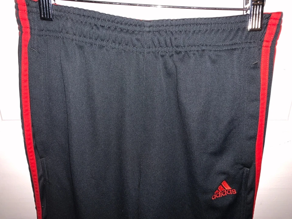 adidas 3 Stripe Track Gym Pants Gray Red Athletic Youth Size Medium GUC - Image 2 of 4