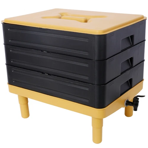 3-Tray Worm Farm Kit 65L Worm Composter for Vermicomposting Starter Worm