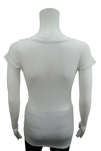 Camiseta para mujer de manga corta con botones acanalada algodón talla 14 blanca PC - Imagen 3 de 11