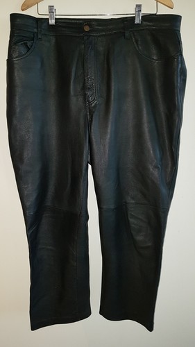 Genuine lambskin leather unisex biker/casual pants - Black - Dormueil England - Picture 2 of 6
