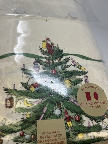 Spode Árbol de Navidad 60x144" Mantel de Tela Oblongo Vacaciones Algodón Poliéster - Imagen 4 de 6