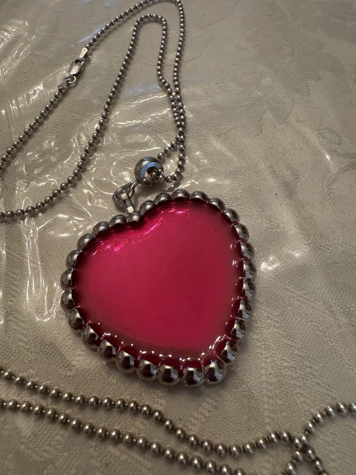 Pandora Corazón Esmalte En 28” Cuentas Esterlina 925 Italia Cadena Plata - Leer Foto 3 de 4