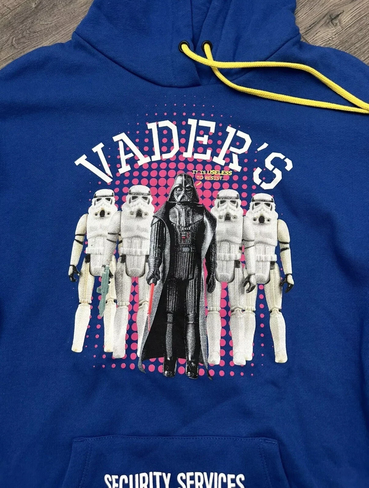 VETEMENTS Felpa con cappuccio Disney Parks Star Wars Darth Vader blu servizi di sicurezza taglia S