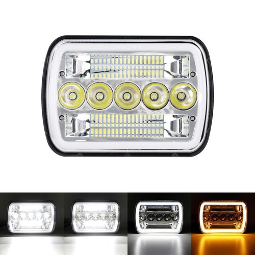 7X6'' 5X7" Sealed Beam Halo DRL LED Headlight w/ H4 Bulb For Toyota Pickup Truck - Picture 1 of 12