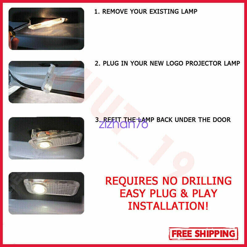 2x LED Blanco HD Puerta Cortesía Luz para Mercedes Benz Clase A 2013-2020 Foto 2 de 4