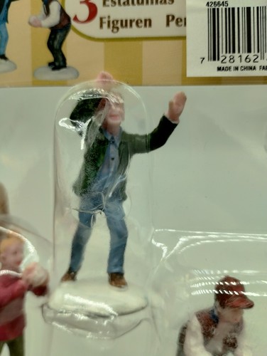 Set 3 figurine accessori villaggio di Natale Lemax Snowball Fight 62253 2006. - Foto 5 di 7