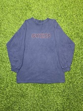 Vintage 90s Guess Blue Long Sleeve Embroidered Shirt Tagged Men  s Medium