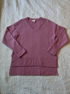 Treasure & Bond XS Pink V-Neck Knit Sweater High Low Tunic Long Sleeve Soft