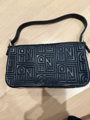 FendiBaguette 1997 Re-edition 3D Embossed Black Leather Bag