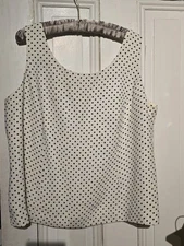 Jones Studio Separates Polka Dot Lined Camisole Sleeveless Shirt Lined 18W Cream